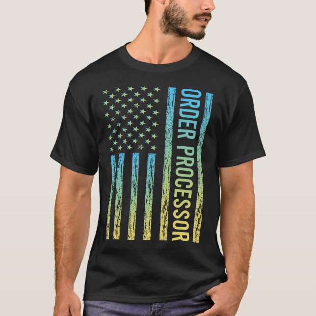 Camiseta Procesador de pedidos azul amarillo (Anverso)