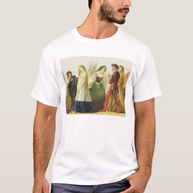 Camiseta Procesión de caracteres de Shakespeare (aceite (Anverso)