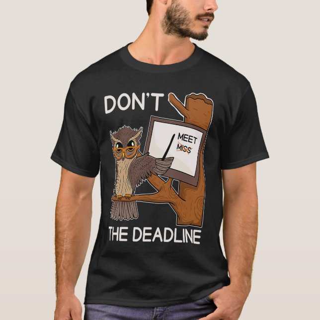 Camiseta Procrastinator Owl Deadline Fun Wild Bird Anti Ins (Anverso)