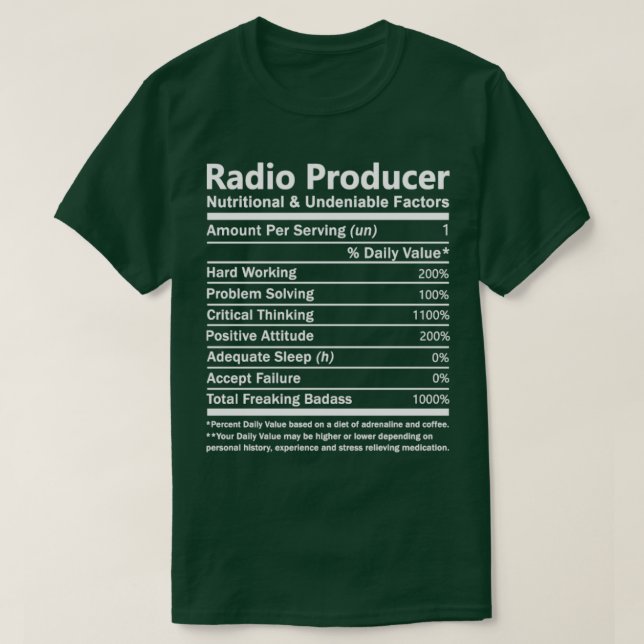 Camiseta Productor De Radio Nutricional E Innegable (Diseño del anverso)