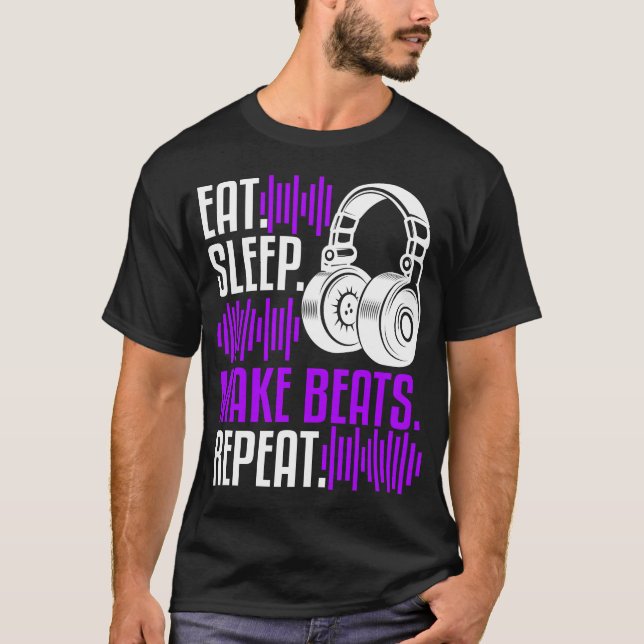 Camiseta Productor DJ Come Sleep Make Beats Music (Anverso)
