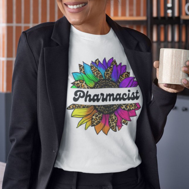 Camiseta Profesión Farmacéutica Girasol Arcoiris (Pharmacist Profession Rainbow Sunflower T-Shirt
)