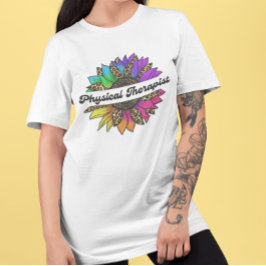 Camiseta Profesión fisioterapeuta girasol arco iris