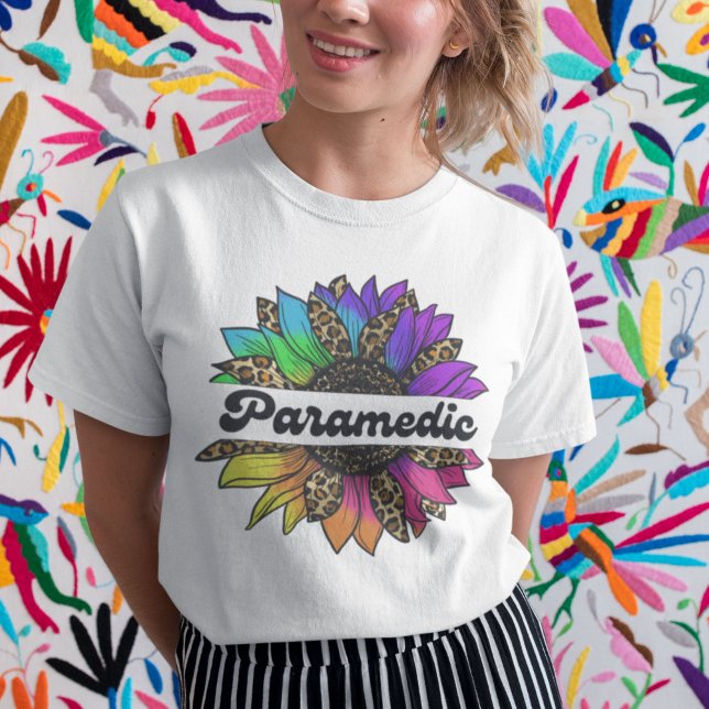 Camiseta Profesión paramédica Girasol arco iris (Paramedic Profession Rainbow Sunflower T-Shirt
)