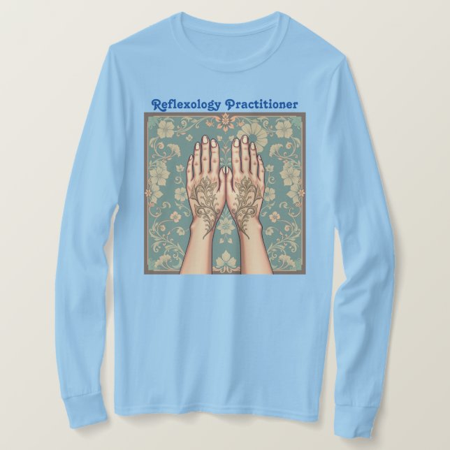 Camiseta profesional de la reflexología azul de la (Anverso del diseño)