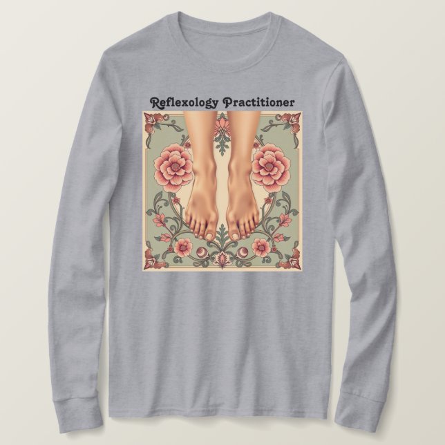 Camiseta profesional de la reflexología gris de la (Anverso del diseño)