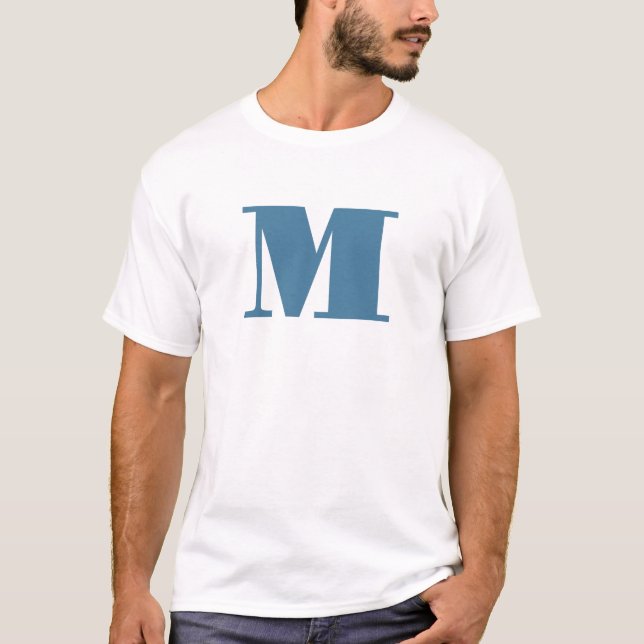 Camiseta Profesional Minimalista de bollo azul sólido monog (Anverso)