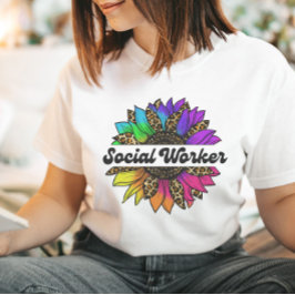 Camiseta Profesional social: girasol arcoiris