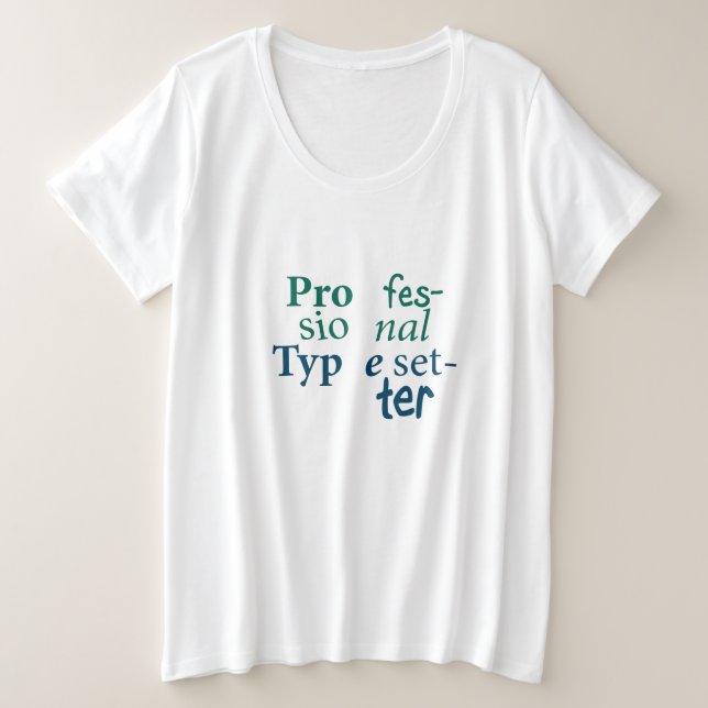 Camiseta profesional tipográfica más tamaño (Anverso del diseño)