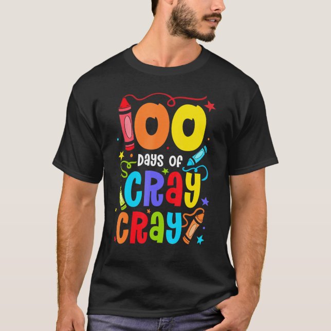 Camiseta Profesor 100 días de escuela divertida Cray Cray (Anverso)