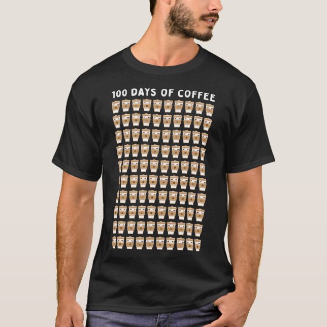 Camiseta Profesor 100 tazas de café 100 días de escuela (Anverso)