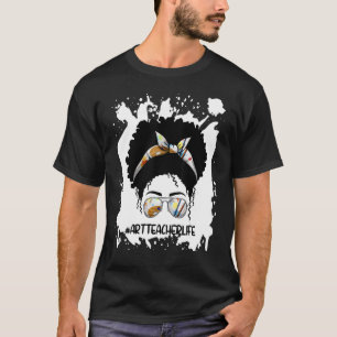 Camiseta Profesor Afro Messy Bun Primer Día De Las Escolare