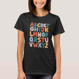 Camiseta Profesor Alphabet Retro ABC Animales Kindergarten