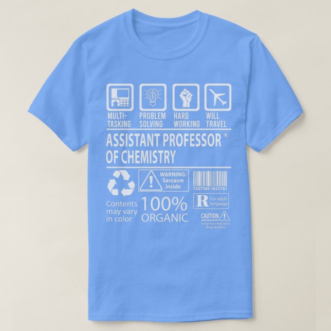 Camiseta Profesor Asistente Del Certificado De Ensayo Múlti (Diseño del anverso)