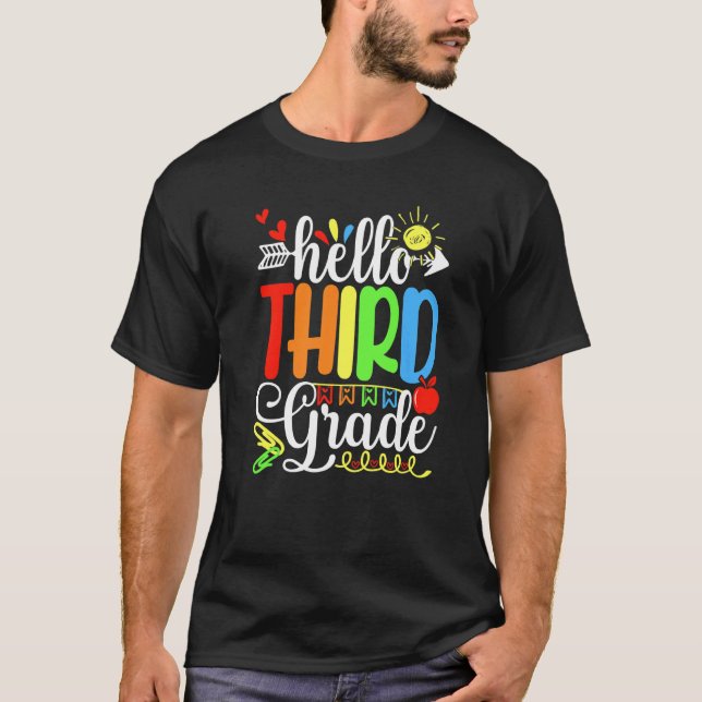 Camiseta Profesor Cute Student Hola Primer Día O Tercer Gra (Anverso)