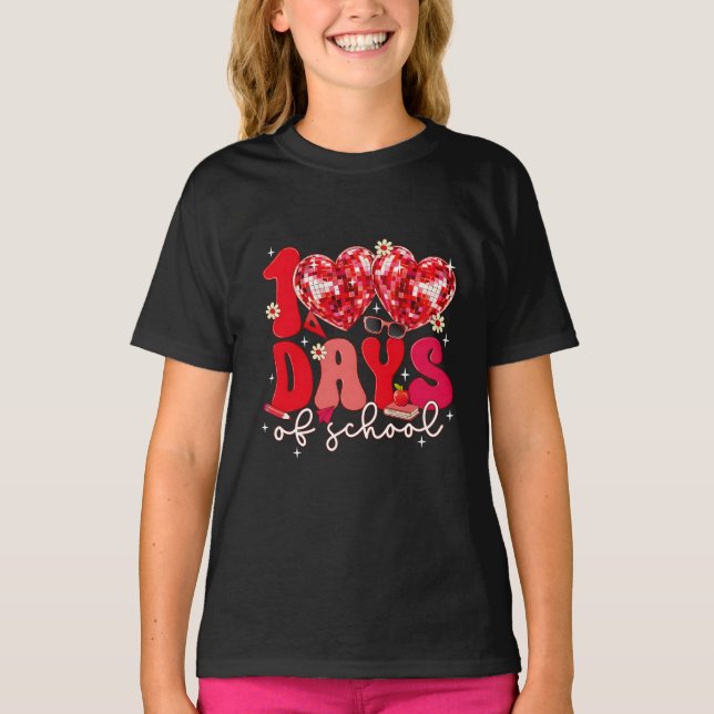 Camiseta Profesor de 100 días de escuela estilo Disco de co (Anverso)