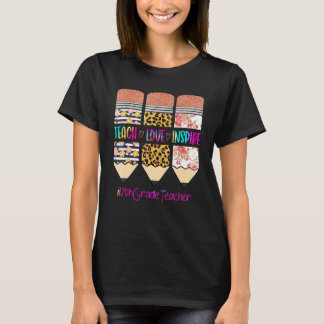 Camiseta Profesor de 7º Grado Enseña Amor Inspira Lápiz Leo
