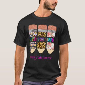 Camiseta Profesor de 7º Grado Enseña Amor Inspirar Lápiz Le
