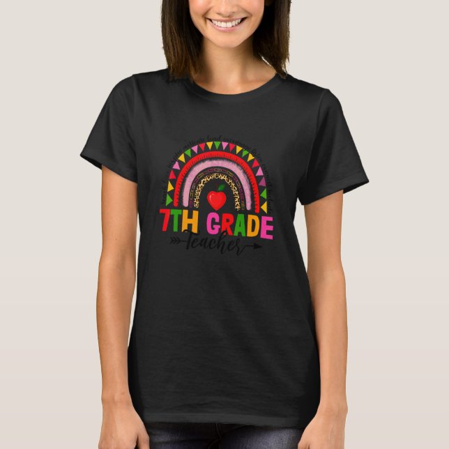 Camiseta Profesor de 7º grado Retro Leopardo Arcoíris Vuelt (Anverso)