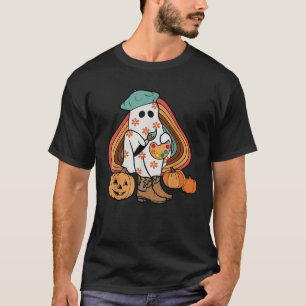 Camiseta Profesor de Arte Pinceles Calabaza Retro Fantasma