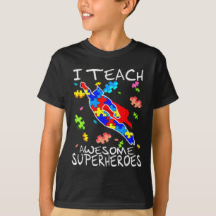 Camiseta Profesor de autismo enseño a superhéroe increíble