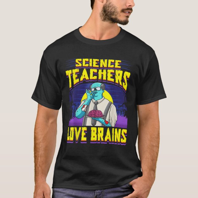 Camiseta Profesor de Ciencia Brava Halloween Zombie (Anverso)