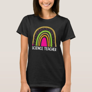 Camiseta Profesor De Ciencia Leopard Rainbow Primer Día De 