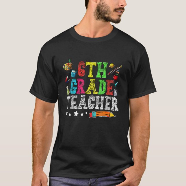 Camiseta Profesor De Curso De 6º Grado De Vuelta Al Primer  (Anverso)
