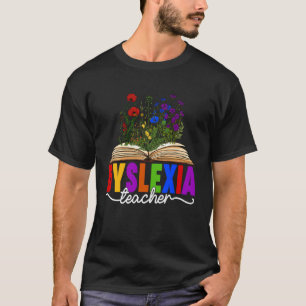 Camiseta Profesor de dislexia genial flores boho y libro di