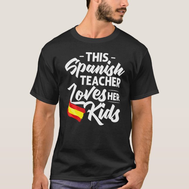 Camiseta Profesor de español bandera de España lección de i (Anverso)