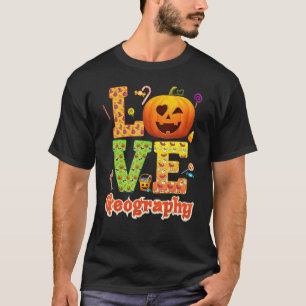 Camiseta Profesor de Geografía Amor Calabaza Halloween Dulc