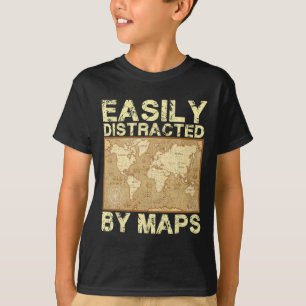 Camiseta Profesor de Geografía Divertido, Fácilmente Distra