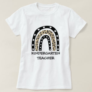 Camiseta Profesor de guardería Leopard Rainbow