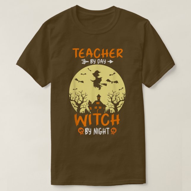 Camiseta Profesor De Halloween Por Día Bruja Por Bombeo De  (Diseño del anverso)