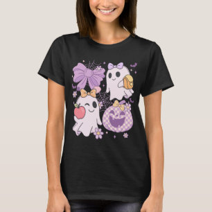 Camiseta Profesor de Halloween Purpura Fantasma Manzana Cal