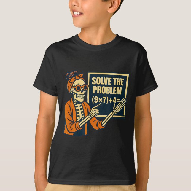 Camiseta Profesor de Halloween Seis Siete Meme 6 7 Esquelet (Anverso)