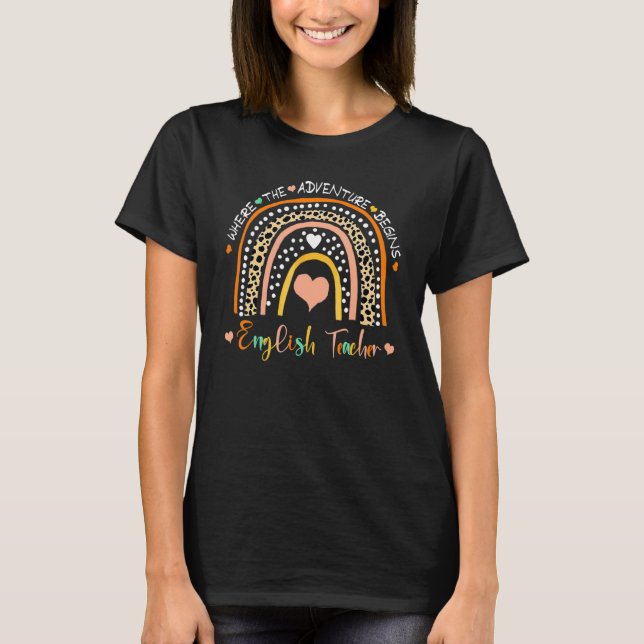 Camiseta Profesor de inglés de arcoíris lindo leopardo de v (Anverso)