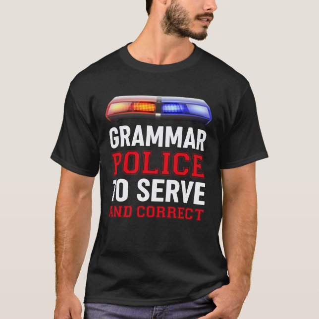 Camiseta Profesor de inglés policía de gramática 1 (Anverso)