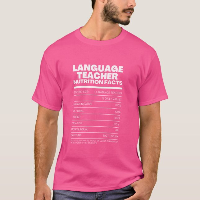 Camiseta Profesor de Lengua de Datos Nutricionales Divertid (Anverso)