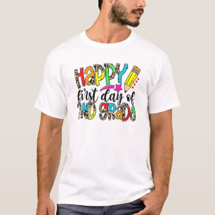 Camiseta Profesor De Leopard Feliz Primer Día De Segundo Gr