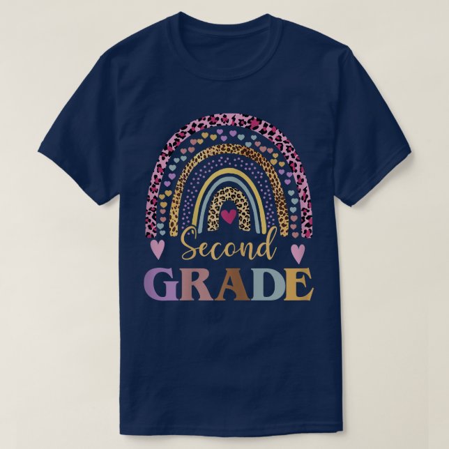 Camiseta Profesor de leopardo arcoiris de segundo grado de  (Diseño del anverso)