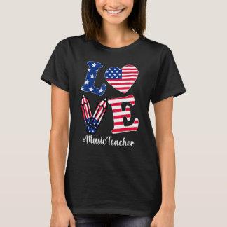 Camiseta Profesor de Música Amor Ropa de Bandera Americana