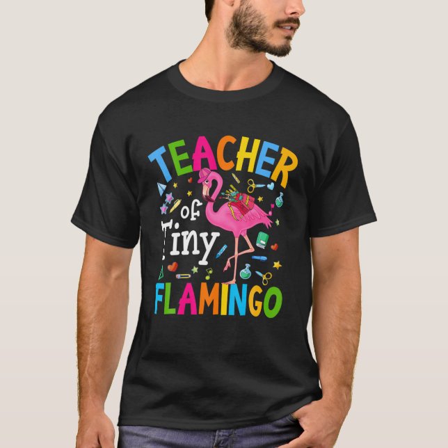 Camiseta Profesor De Pequeños Flamingos De Vuelta Al Profes (Anverso)