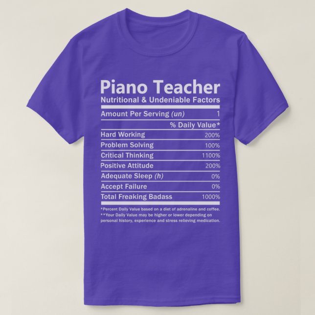 Camiseta Profesor de piano Factores Nutricionales e Innegab (Diseño del anverso)