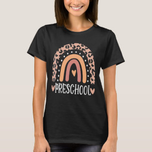 Camiseta Profesor de Preescolar Leopard Rainbow Teacher de 