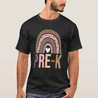 Camiseta Profesor de preescolar Rainbow Leopard vuelve a la