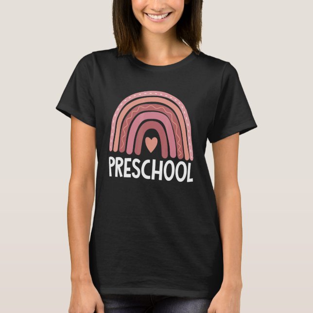 Camiseta Profesor De Preescolar Y Estudiante Boho Rainbow d (Anverso)