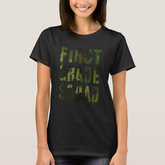 Camiseta Profesor de primer grado de Camo Hola Primer Grade (Anverso)