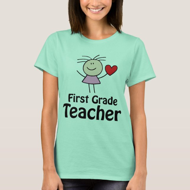 Camiseta Profesor de primer grado de corazón (Anverso)