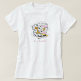 Camiseta Profesor de primer grado de personalizado blanco